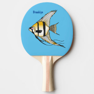 Striped angelfish cartoon illustration ping pong paddle