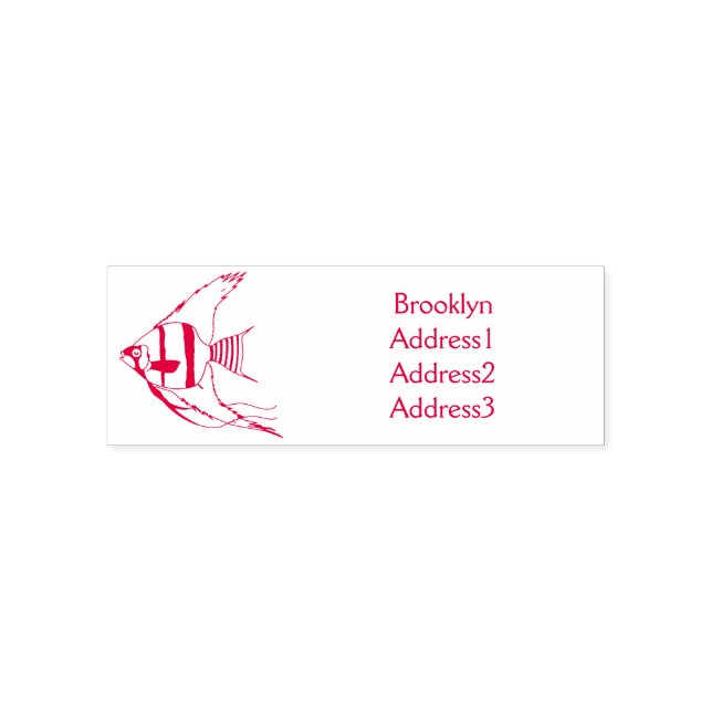 Striped angelfish cartoon illustration self-inking stamp (Design)