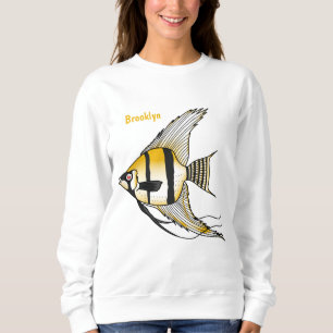 Striped angelfish cartoon illustration sweatshirt