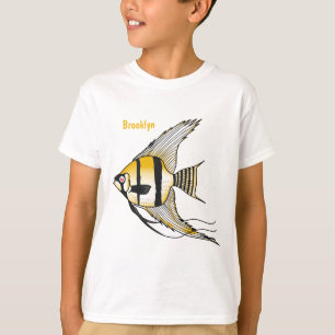Striped angelfish cartoon illustration T-Shirt