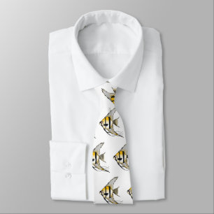 Striped angelfish cartoon illustration tie