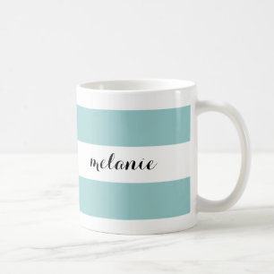 Striped Aqua Personalised Mug