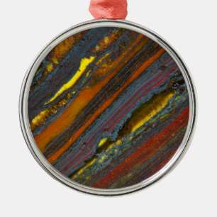 Striped Australian Tiger Eye Metal Tree Decoration