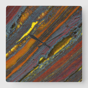 Striped Australian Tiger Eye Square Wall Clock