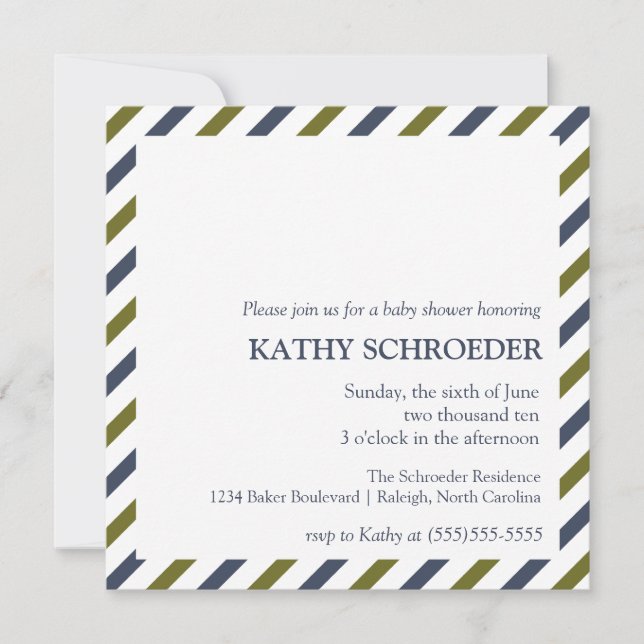 Striped Baby Shower Invitation Template (Front)