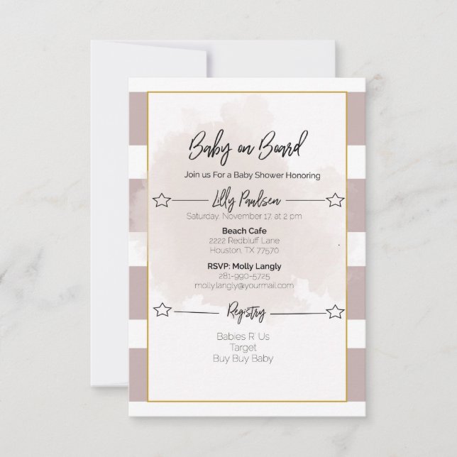 Striped Baby Shower Invite (Front)
