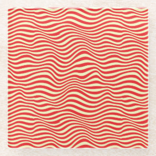 Striped background glass coaster