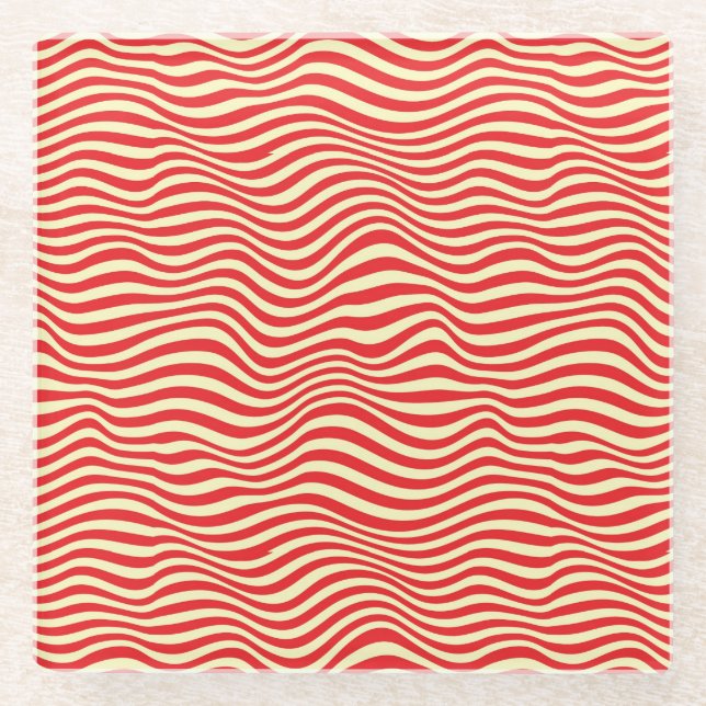 Striped background glass coaster (Front)