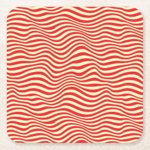 Striped background square paper coaster