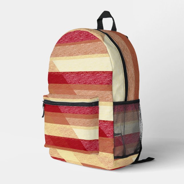 Striped Backpack With Autumn Colours Earth Tones (Back Corner Right)