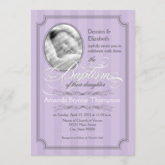 Striped Baptism Invitation (Lavender)