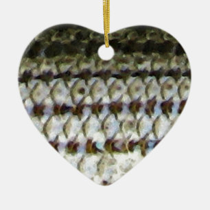 Striped Bass Fish Skin Print Ceramic Tree Decoration