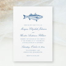 Striped Bass Fishing Theme Elegant Navy Wedding