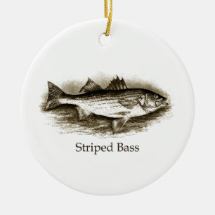 Striped Bass Logo (vintage) Ceramic Tree Decoration