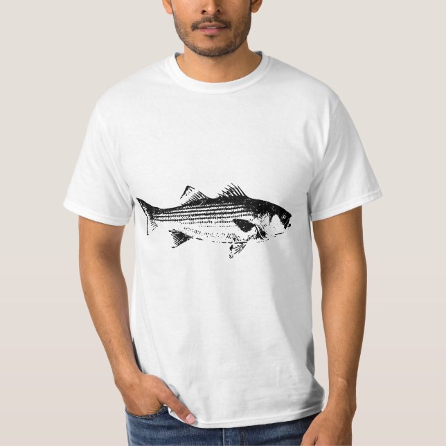 Striped Bass Lucky Fishing  T-Shirt (Front)