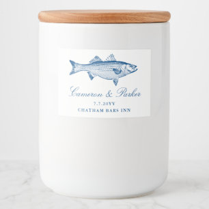Striped Bass Navy Blue Fish Wedding Favour Food Label