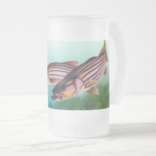 Striped Bass Swimming Frosted Glass Beer Mug