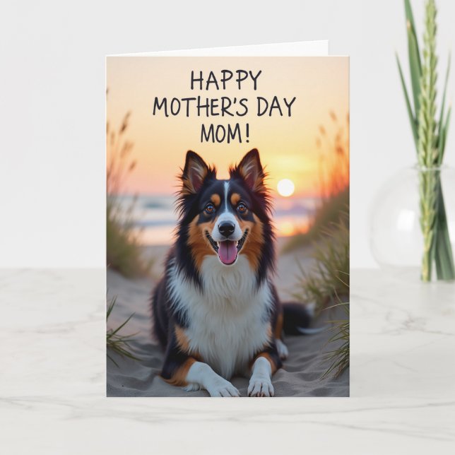 Striped Beach Dog Smile Card (Front)