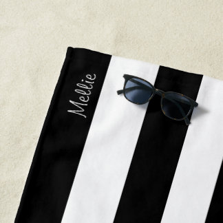Striped Beach Towel with Monogram Name