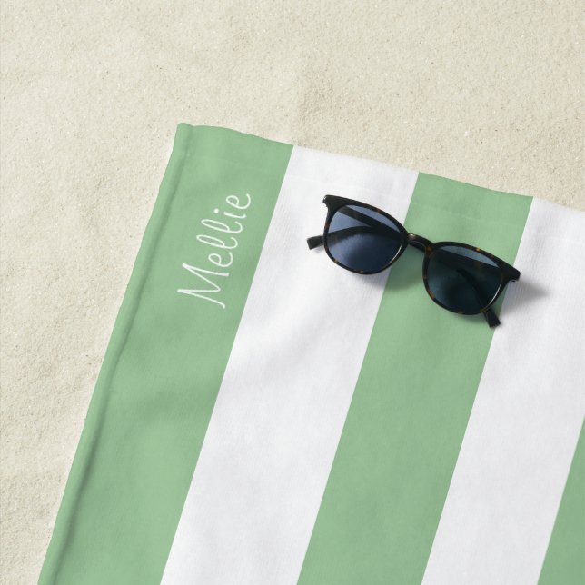 Striped Beach Towel with Monogram Name (In Situ)