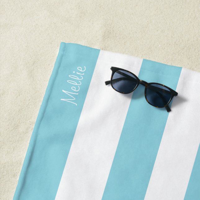 Striped Beach Towel with Monogram Name (In Situ)