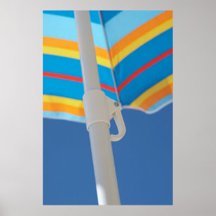 Striped Beach Umbrella Poster