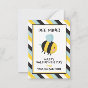 Striped Bee Mine Valentine's Classroom Cards