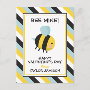 Striped Bee Mine Valentine's Classroom Cards