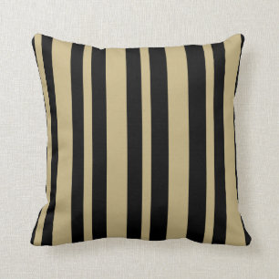 Striped: Beige & Black throw pillow