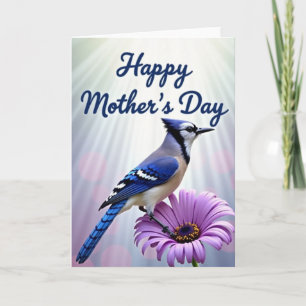 Striped Bird Floral Celebration Card