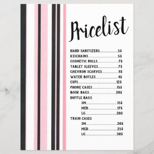 Striped Black And Pink Price List Flyer