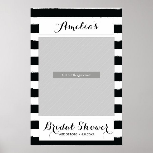Striped Black and White Photo Booth Prop Poster (Front)