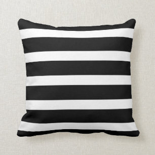Striped Black and White Throw Pillow