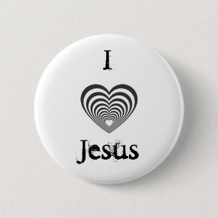 striped black heart, IJesus 6 Cm Round Badge