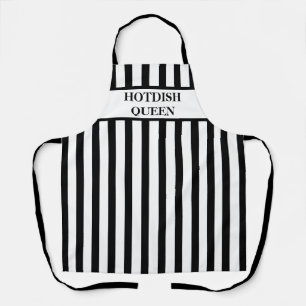 Striped Black Hotdish Queen All-Over Print Apron
