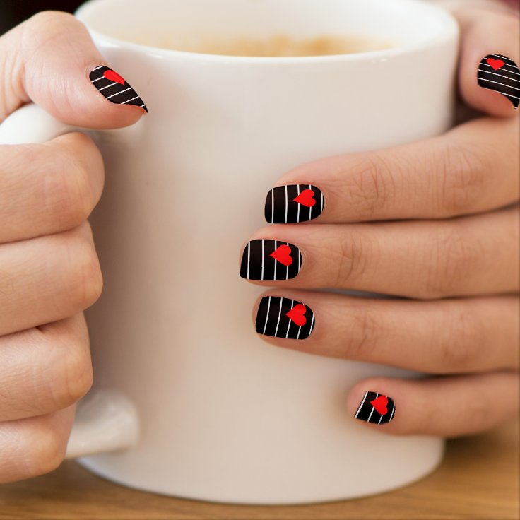 Striped Black, White and Red Valentine Minx Nail Art | Zazzle Striped Black, White and Red Valentine Minx Nail Art | Zazzle