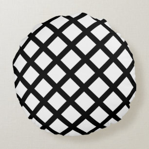 Striped Black White Custom Round Throw Pillow