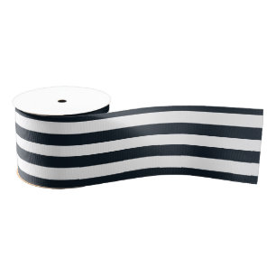 Striped (Black & White) Customisable Grosgrain Ribbon