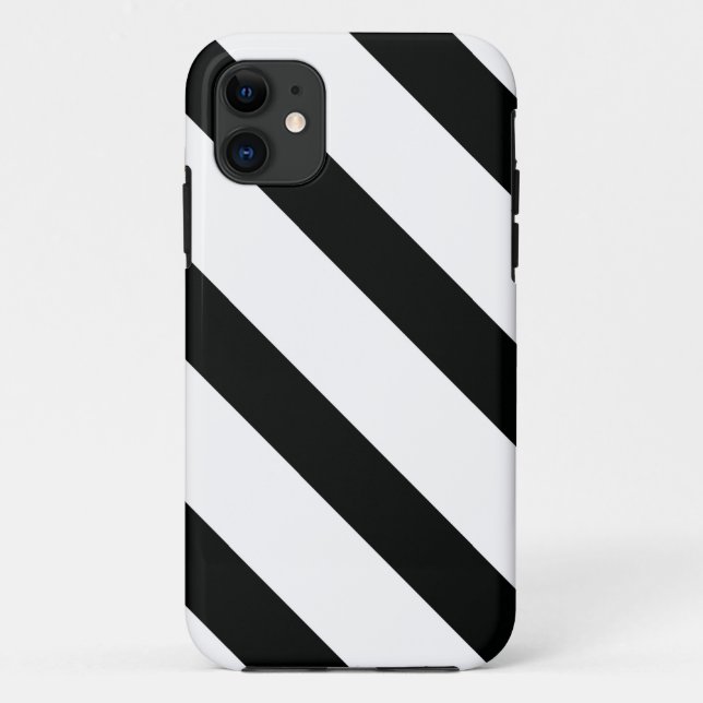 Striped (Black & White | Diagonal) Any Size Custom Case-Mate iPhone Case (Back)