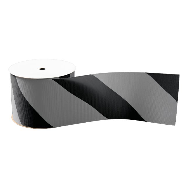 Striped (Black & White | Diagonal) Any Size Custom Grosgrain Ribbon (Spool)