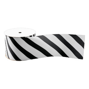 Striped (Black & White   Diagonal) Any Size Custom Grosgrain Ribbon