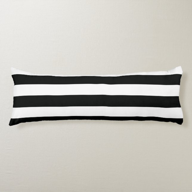 Striped (Black & White | Horizontal) Customisable Body Cushion (Front)