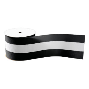 Striped (Black & White   Horizontal) Customisable Grosgrain Ribbon