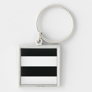 Striped (Black & White Horizontal) Customisable Key Ring