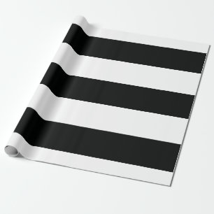 Striped (Black & White   Horizontal) Customisable Wrapping Paper