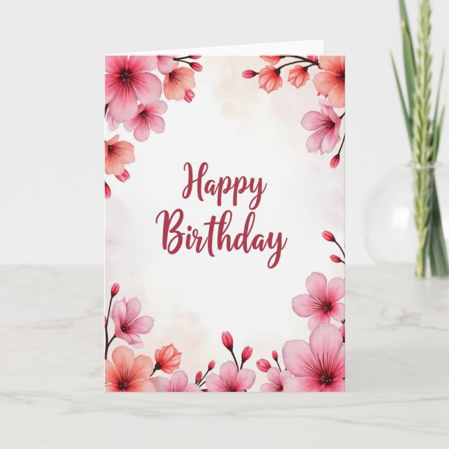Striped Blossom Script Card (Front)