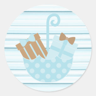 Striped Blue Baby or Bridal Shower Stickers