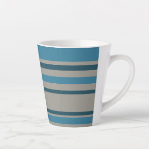 Striped blue gray latte mug