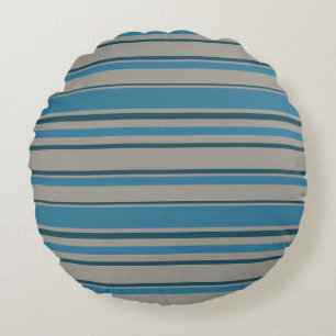 Striped blue gray round cushion