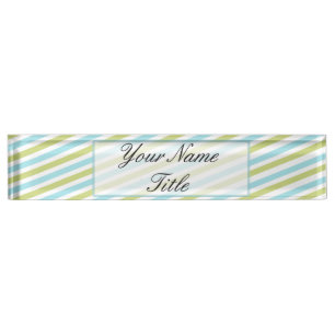 Striped Blue Green Custom Desk Name Plate